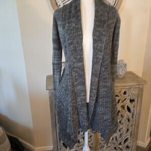 Iz Byer Charcoal Women's Cardigan With Hankerchief Cut Hemline